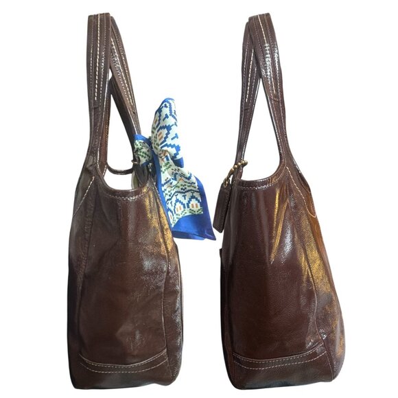 Coach 65th Anniversary Ergo Tote 11012 Brown Patent Calf Leather Shoulder Bag - Picture 6 of 9